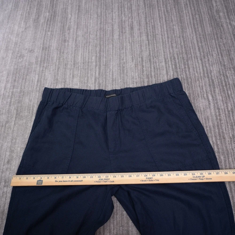 Banana Republic Pants Women XXL Navy Blue Linen Blend Pull On Relaxed NEW No Tag